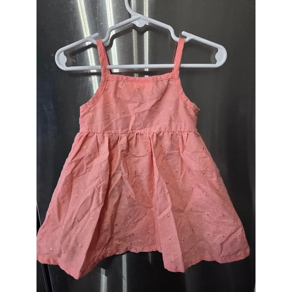 Eyelet Button Front Sleeveless Sundress - Lemon Kiss - 18mo